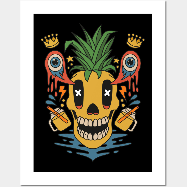 Skull Pineapple Illustration Wall Art by Mako Design 